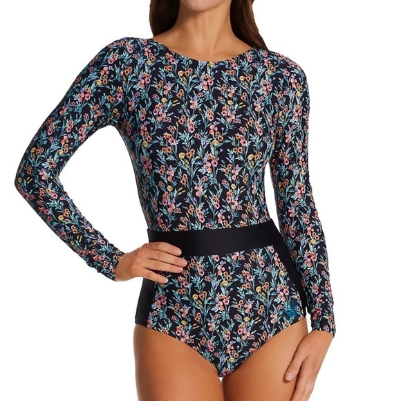 NWT Body Glove  Abloom Wave Long Sleeve Paddle One-Piece Swimsuit - Picture 6 of 11